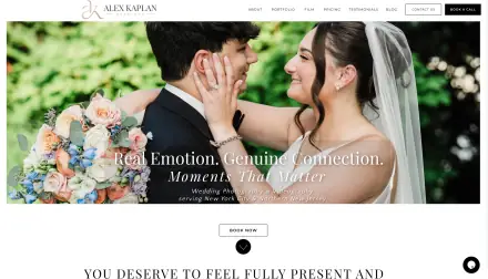 Alex Kaplan Weddings website homepage