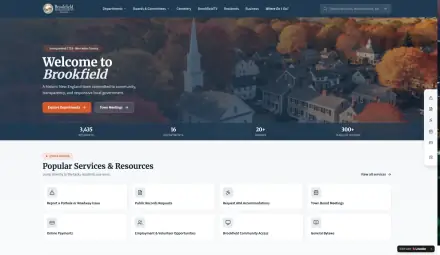 Town of Brookfield website homepage